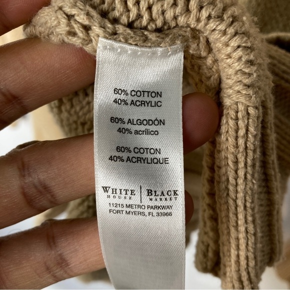 White House Black Market Women's Tan Knit Cowl Neck Sweater Size Medium - Picture 7 of 9